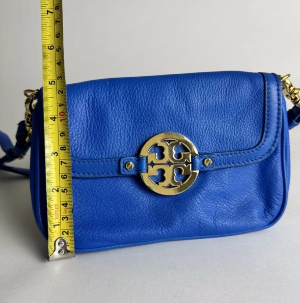 Authentic Tory Burch Electric Blue Leather Mini Amanda Crossbody Bag - Picture 4 of 6